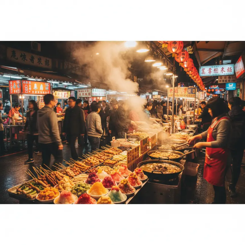 Taipei night market food stalls