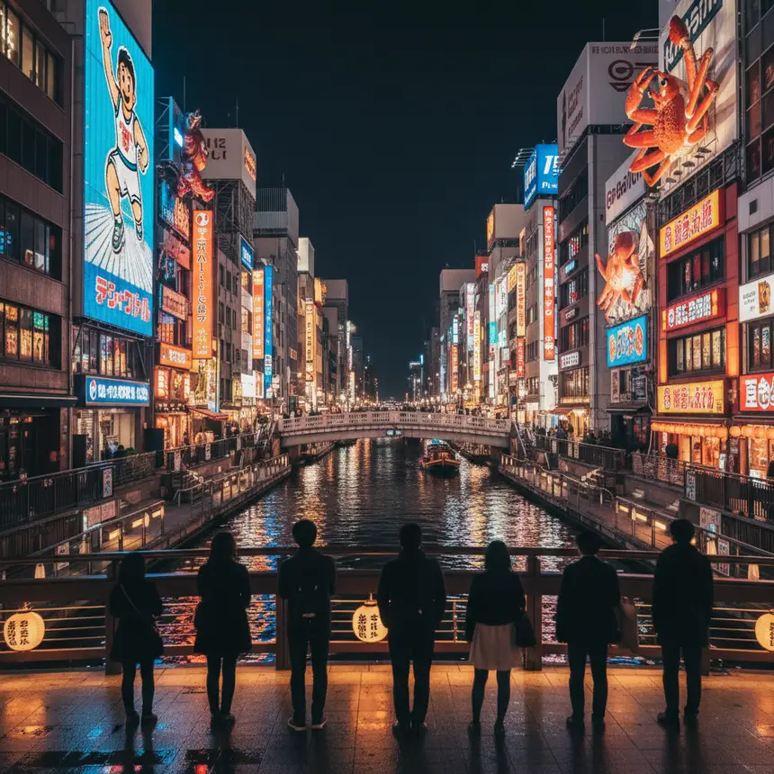 Dotonbori night cityscape with canal