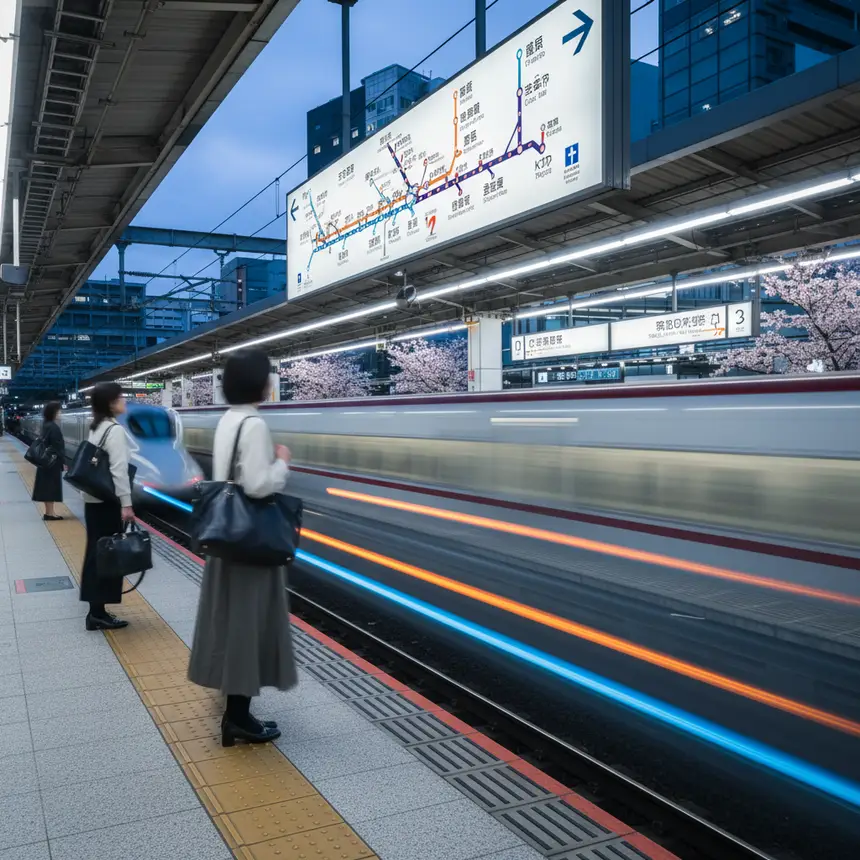 Japanese train station platform