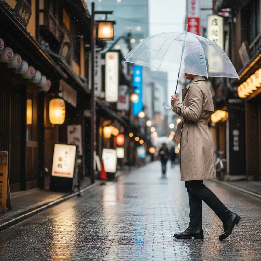 Tokyo rainy day, umbrella