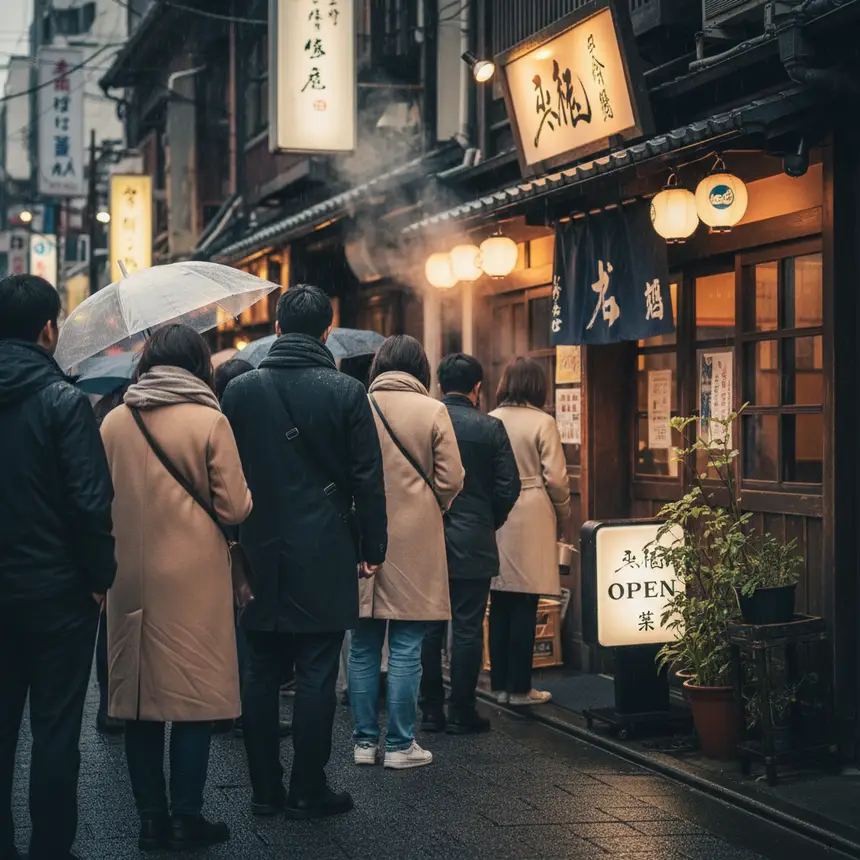 Tokyo restaurant queue, waiting line