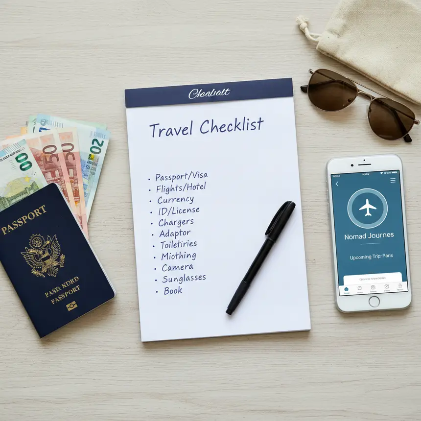 Travel essentials, checklist