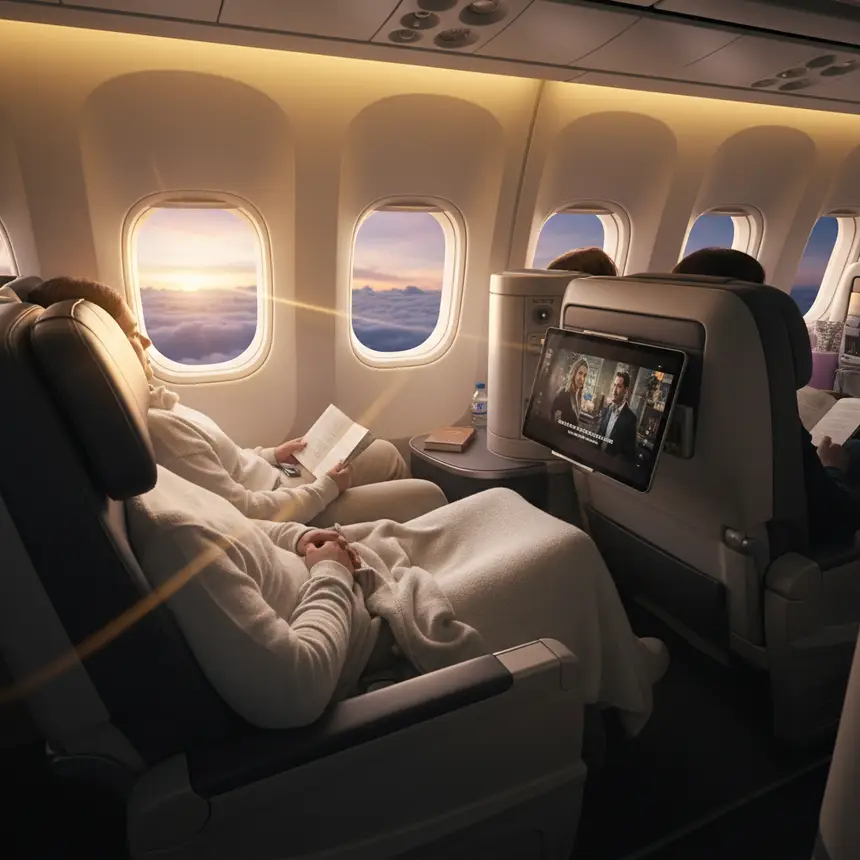 Airplane premium cabin seat