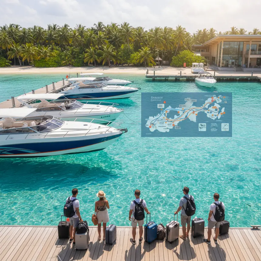 Maldives airport boat jetty