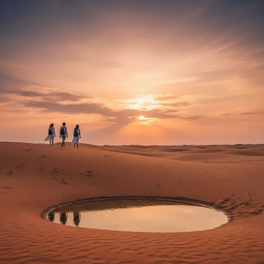 Mui Ne desert sunset, red sand, dramatic sky