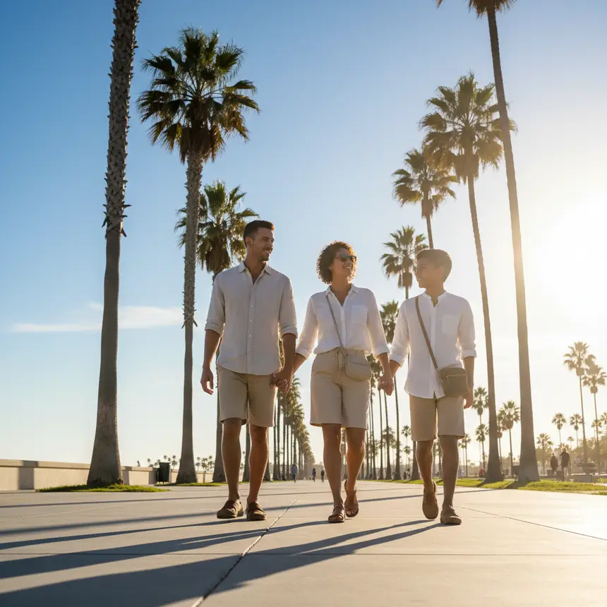 Diverse family walking