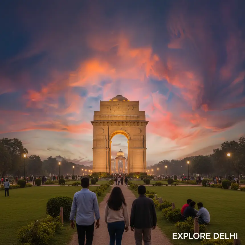 India Gate at night