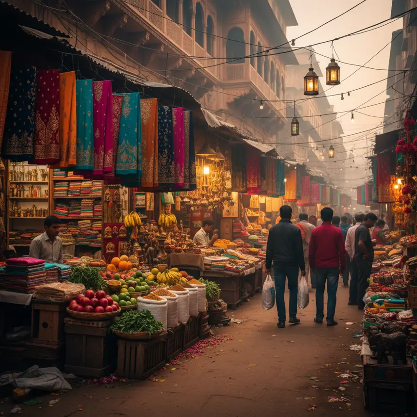 Vibrant Delhi market