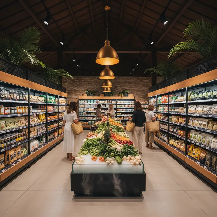 Modern Balinese supermarket interior