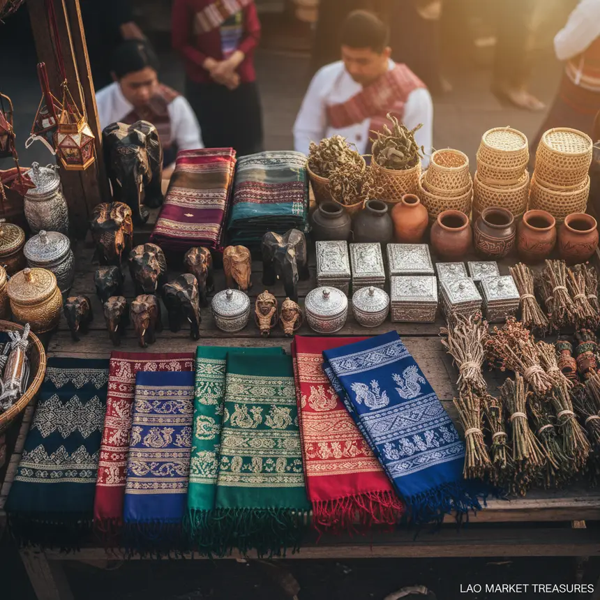 Lao handicraft market stall