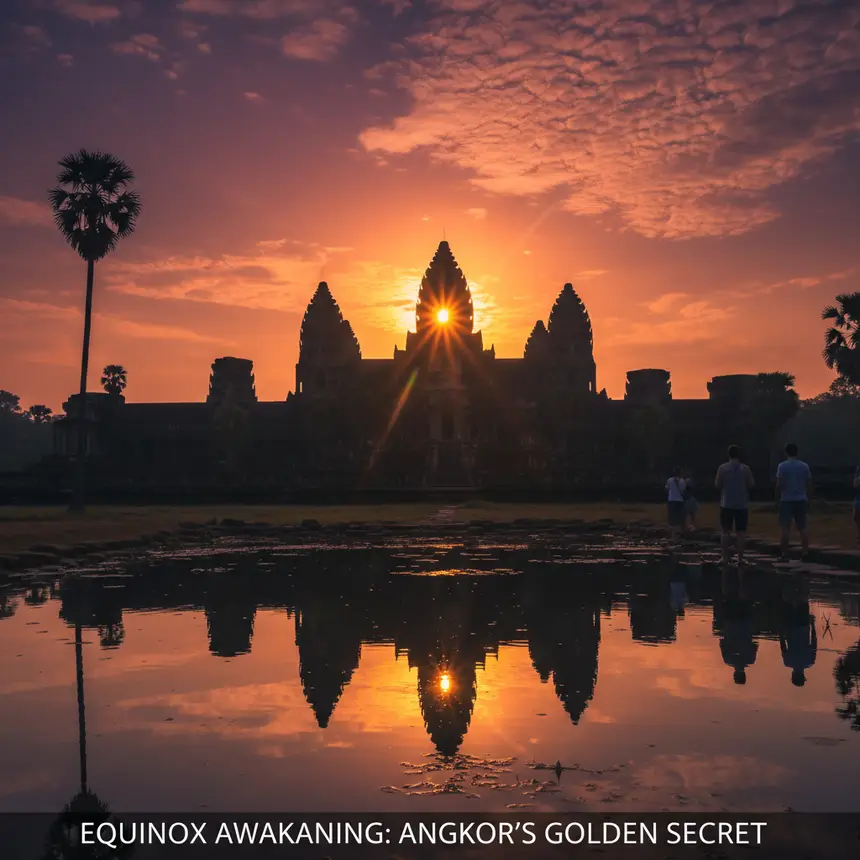 Angkor Wat equinox sunrise, sun alignment