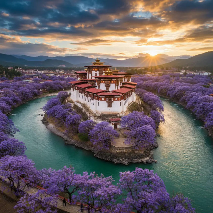 Punakha Dzong river confluence