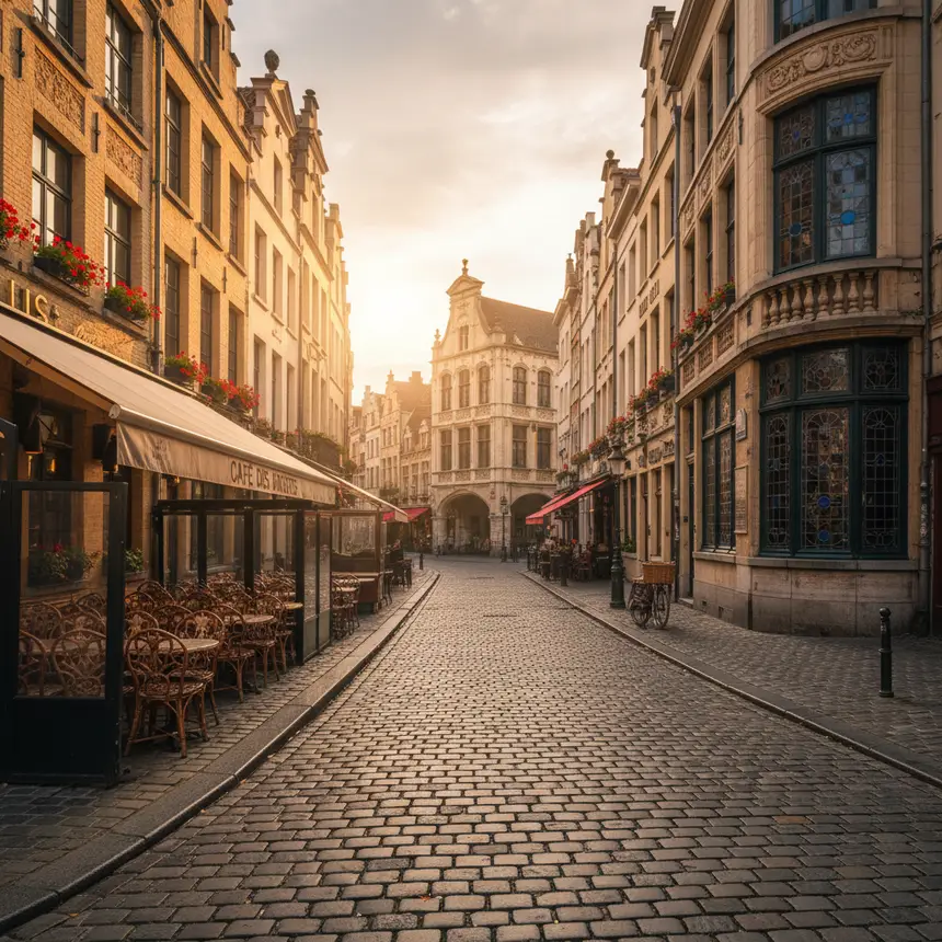 Brussels charming street cafe