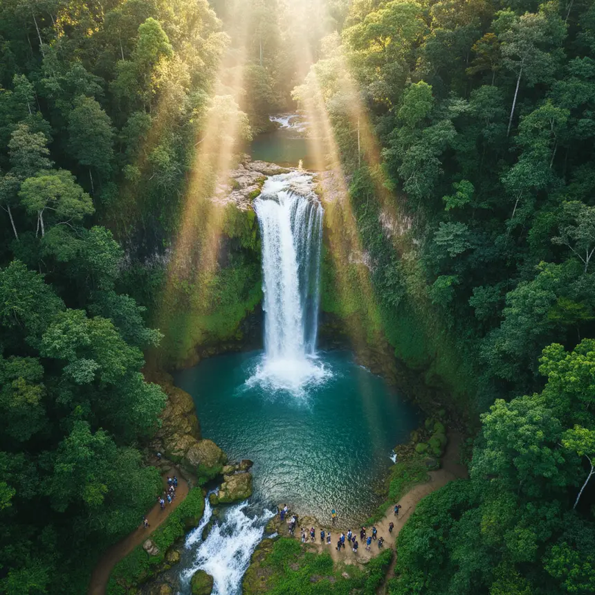 Tumalog Falls, tropical waterfall