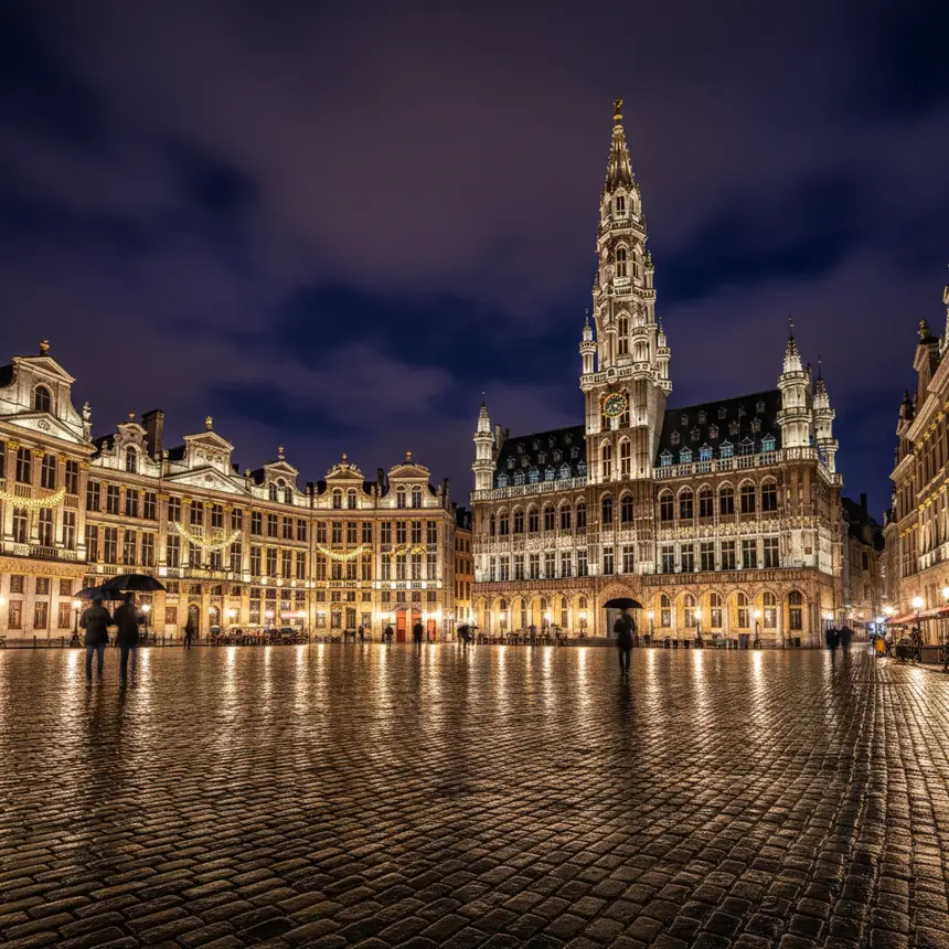 Brussels Grand Place night view