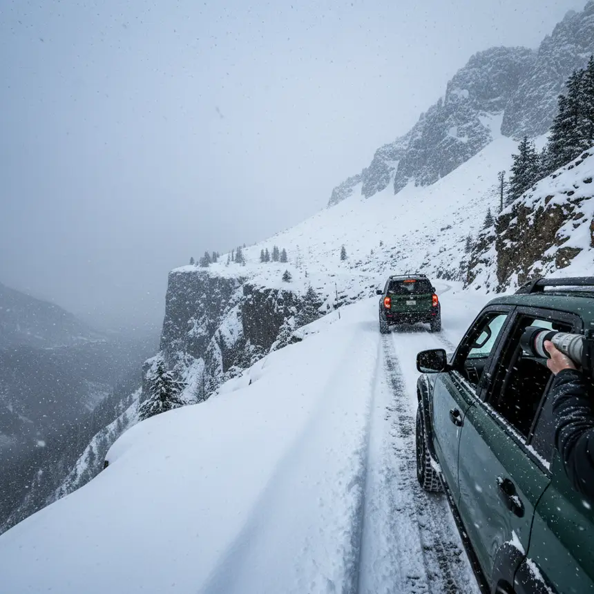 High-altitude snow road