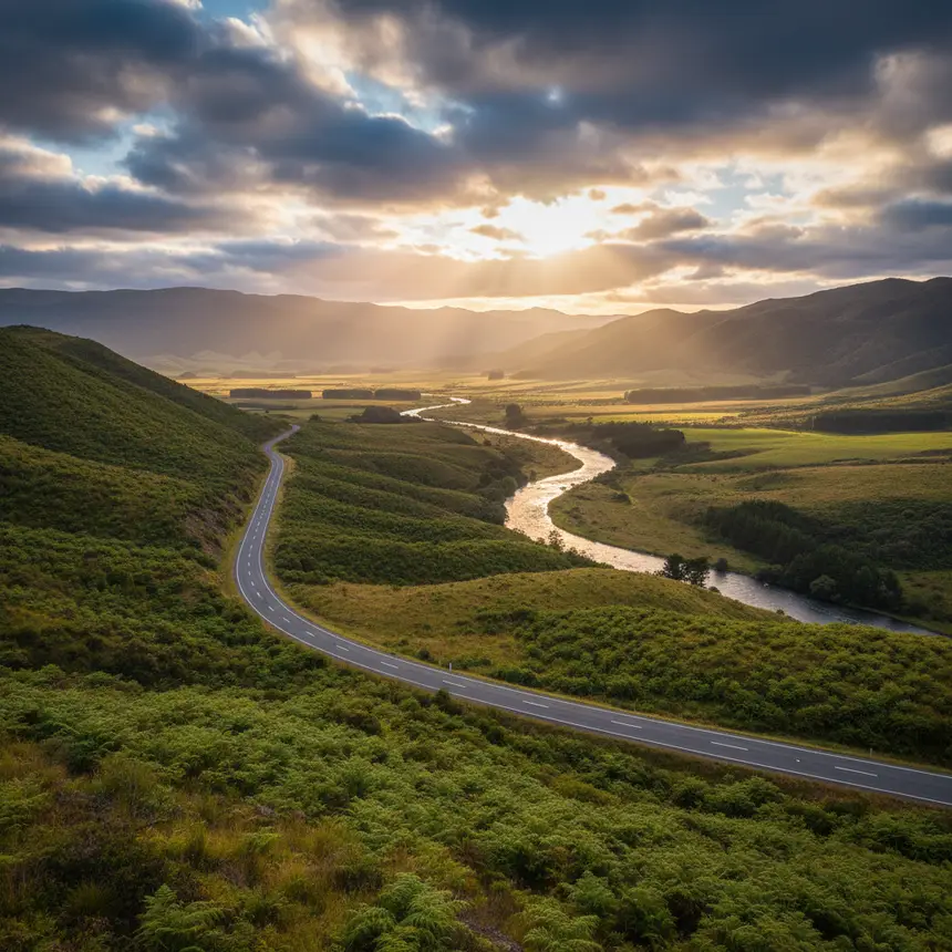 New Zealand road landscape