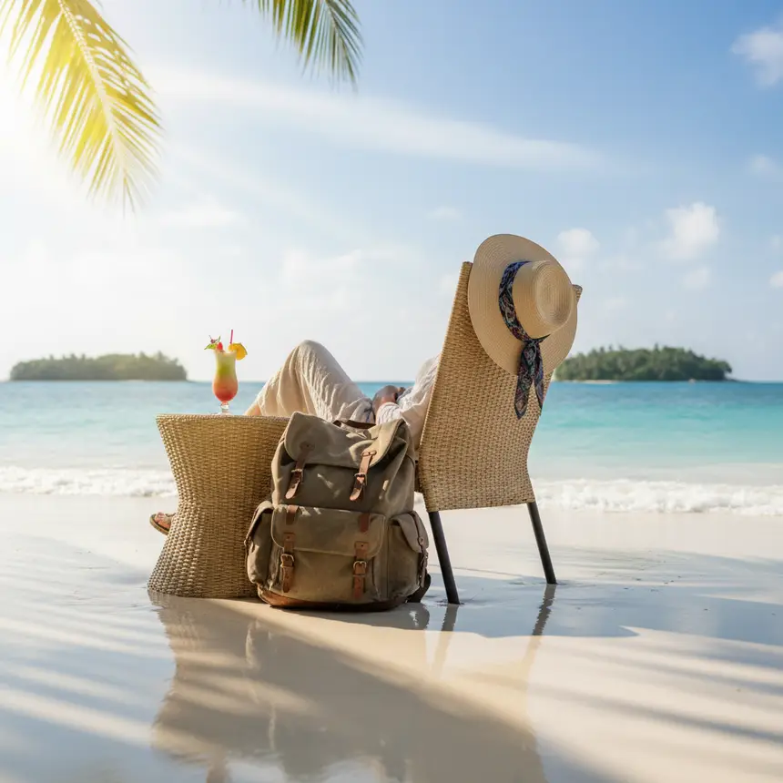 Goa travel essentials on beach chair