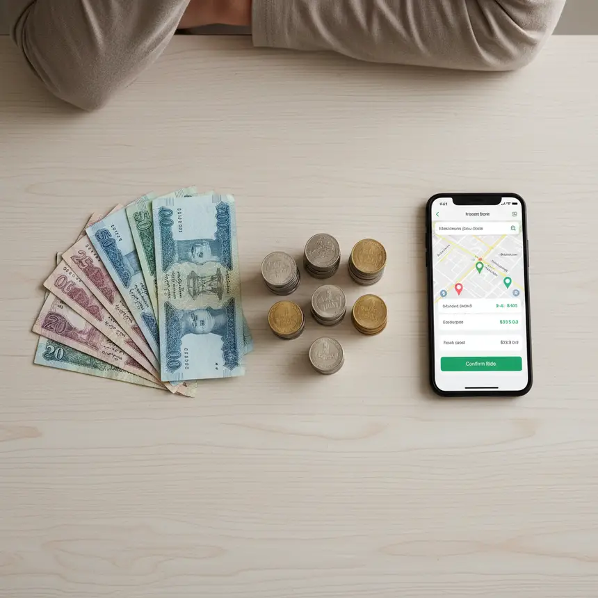 Egyptian Pounds, smartphone, ride-sharing app