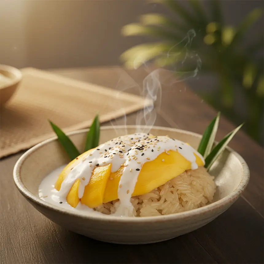 Thai mango sticky rice dish